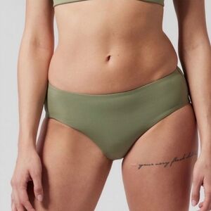NWT Athleta Full Bikini Bottom, Olive, Small